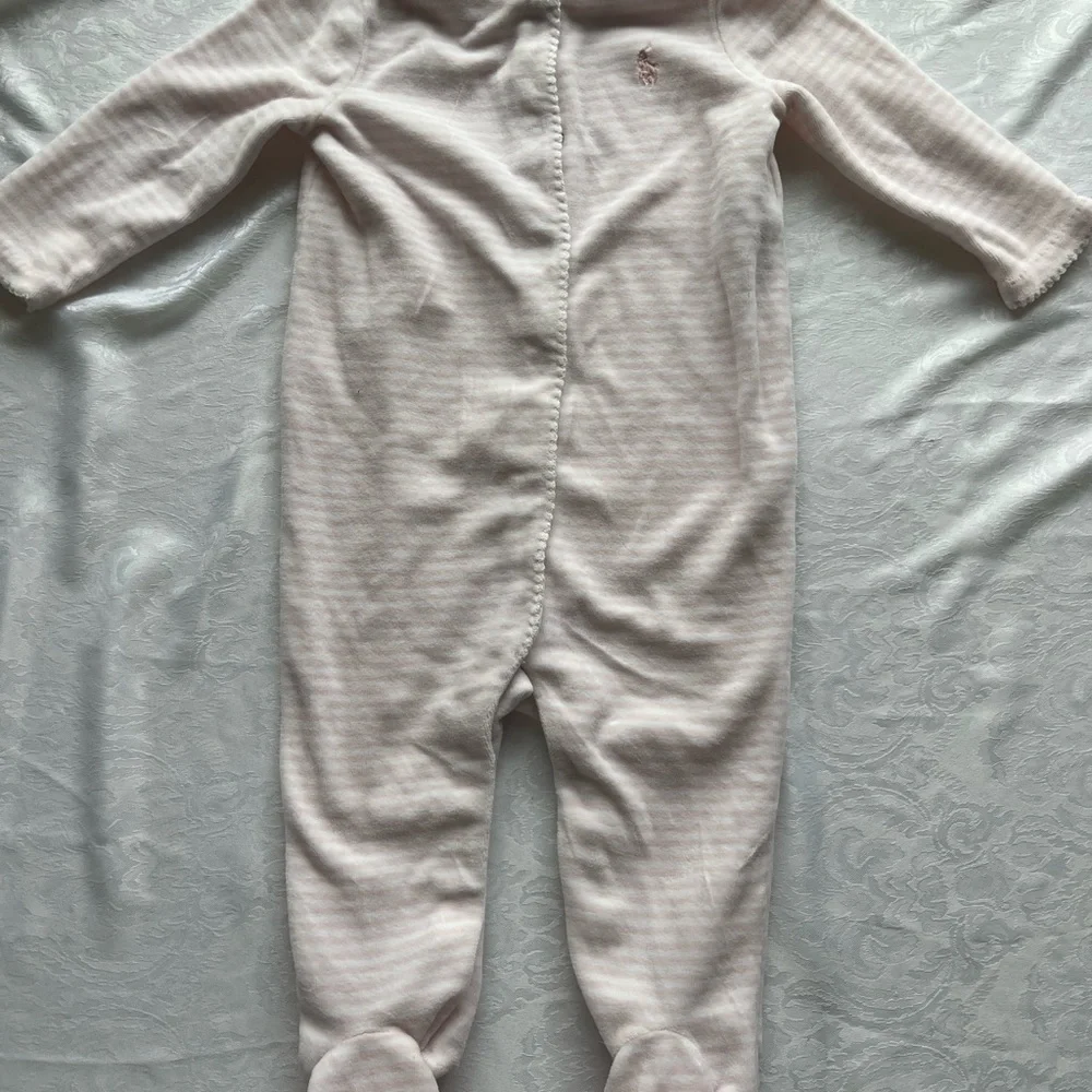 Ralph Lauren Pink Stripe Baby Footie One-Piece